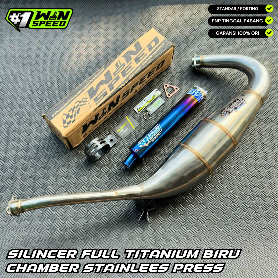 Fullsystem Silencers FULL TITANIUM Burn Blue Gold, Exhaust Chamber Step Standar, Stainless Press , KR150, KRR150, KRR150ZX, Serpico
