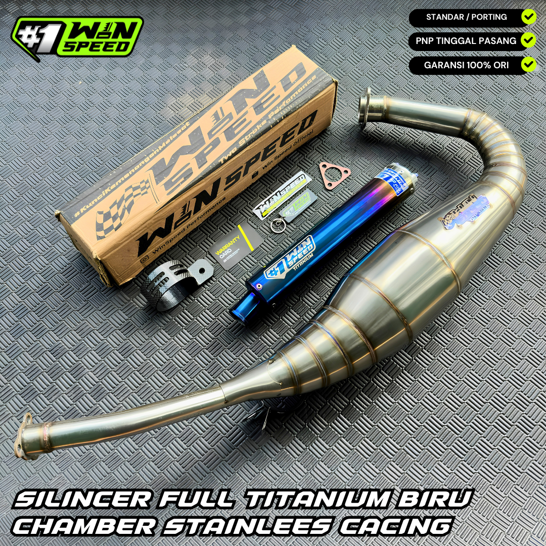 Fullsystem Silencers Full Titanium Burn Blue , Exhaust Chamber Step Standar, stainless steel worm welding , KR150, KRR150, KRR150ZX, Serpico