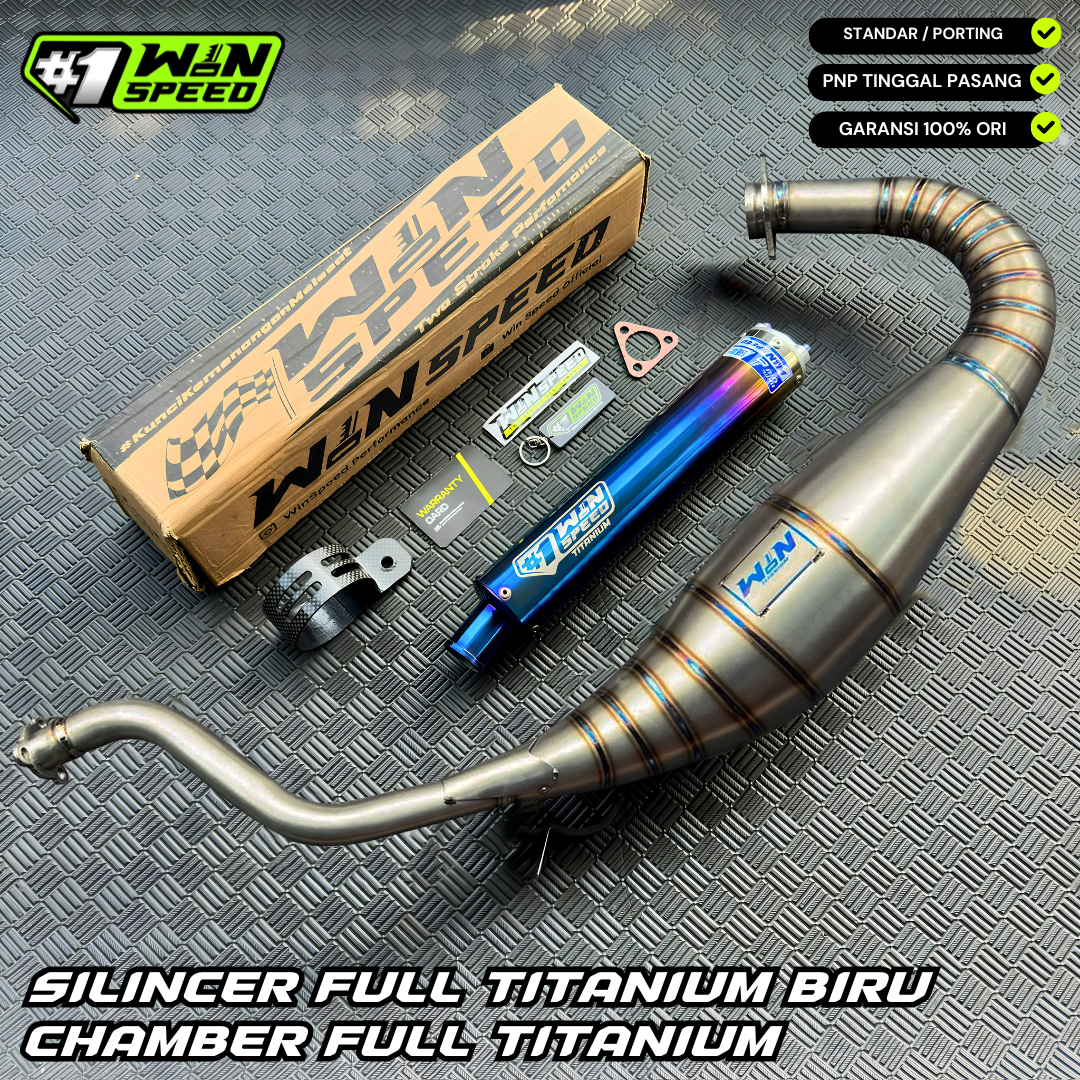 Fullsystem Silencers Full Titanium Burn Blue Gold, Exhaust Chamber Standar/Cobra/Super Cobra, Full Titanium , KR150, KRR150, KRR150ZX, Serpico