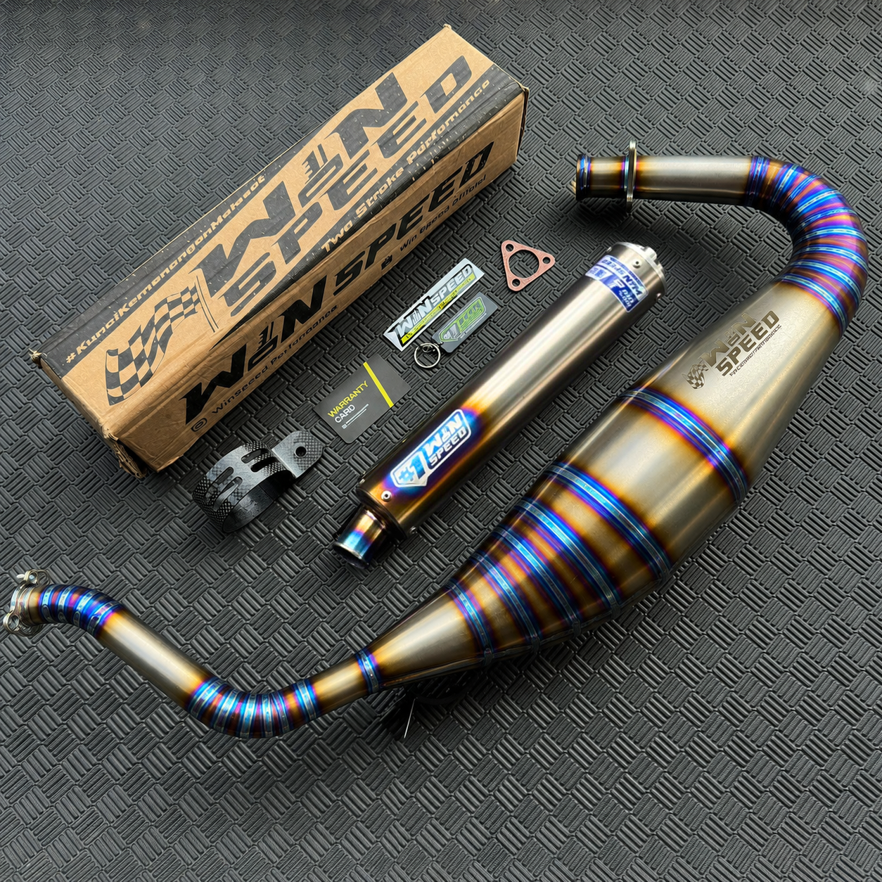 Fullsystem Silencers Full Titanium, Exhaust Chamber Standar/Cobra/Super Cobra, Full Titanium Half Blue , KR150, KRR150, KRR150ZX, Serpico - Image 3