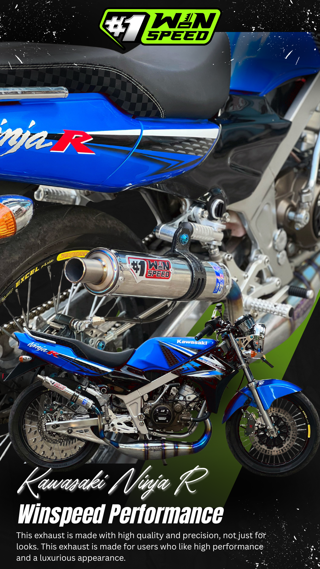 Fullsystem Silencers Stainlees Logo Red & Silver Tip Titanium, Exhaust Chamber Standar/Cobra/Super Cobra, Stainless Press Half Blue , KR150, KRR150, KRR150ZX, Serpico - Image 8