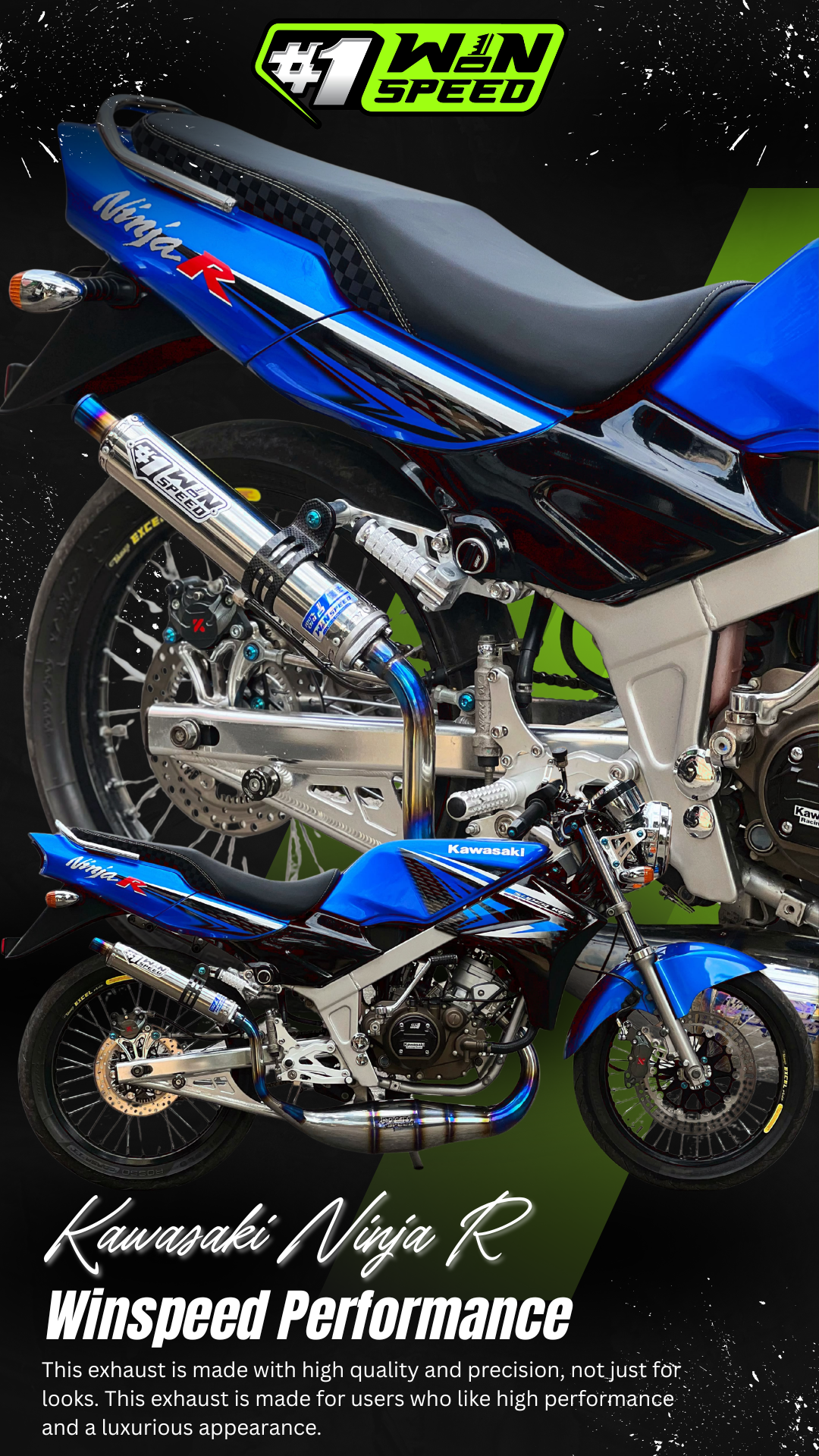 Fullsystem Silencers Stainlees Logo Red & Silver Tip Titanium, Exhaust Chamber Standar/Cobra/Super Cobra, Stainless Press Half Blue , KR150, KRR150, KRR150ZX, Serpico - Image 9