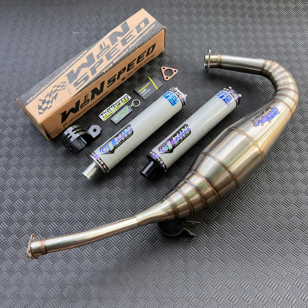 Fullsystem Silencers Carbon Hexagon Texalium Glossy , Exhaust Chamber Standar, stainless steel worm welding , KR150, KRR150, KRR150ZX, Serpico