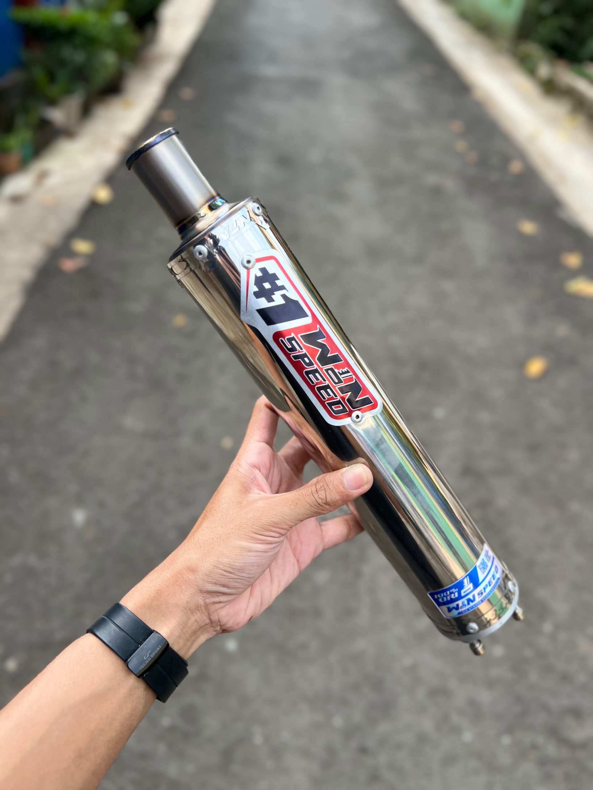 SILENCERS STAINLEES POLISHED LOGO RED MUZZLE STRAIGHT HALF BLUE TIP TITANIUM ORIGINAL WINSPEED