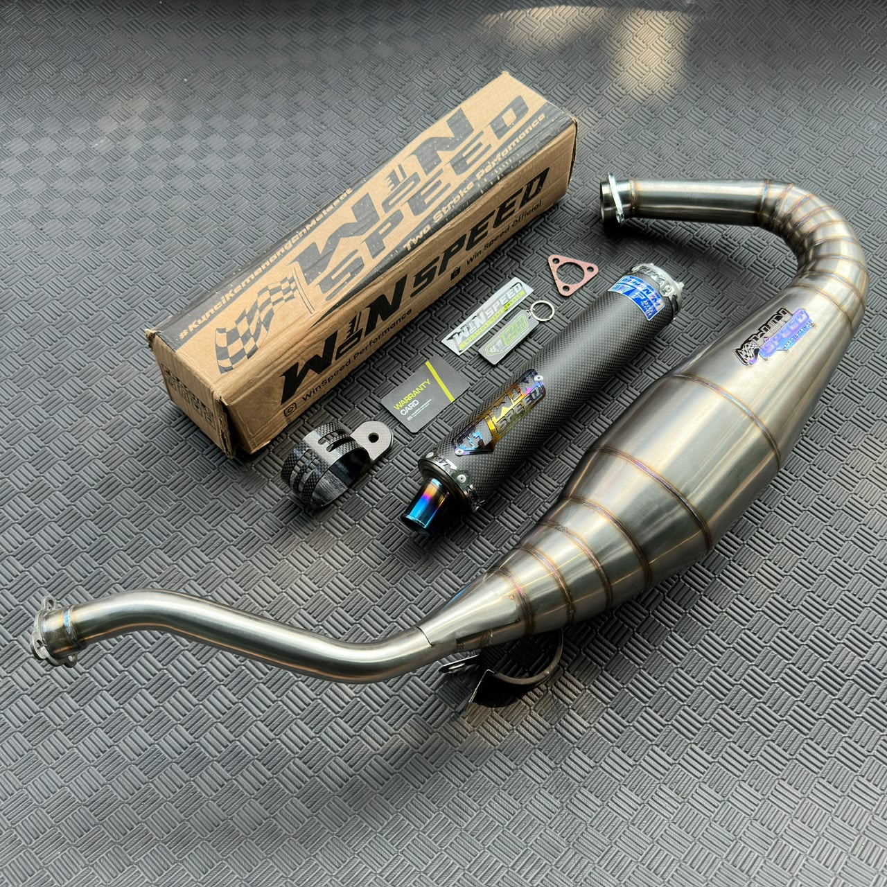 Fullsystem Silencers Carbon Plain Doff Tip Titanium , Exhaust Chamber Semi Cobra, stainless steel worm welding , KR150, KRR150, KRR150ZX, Serpico - Image 3