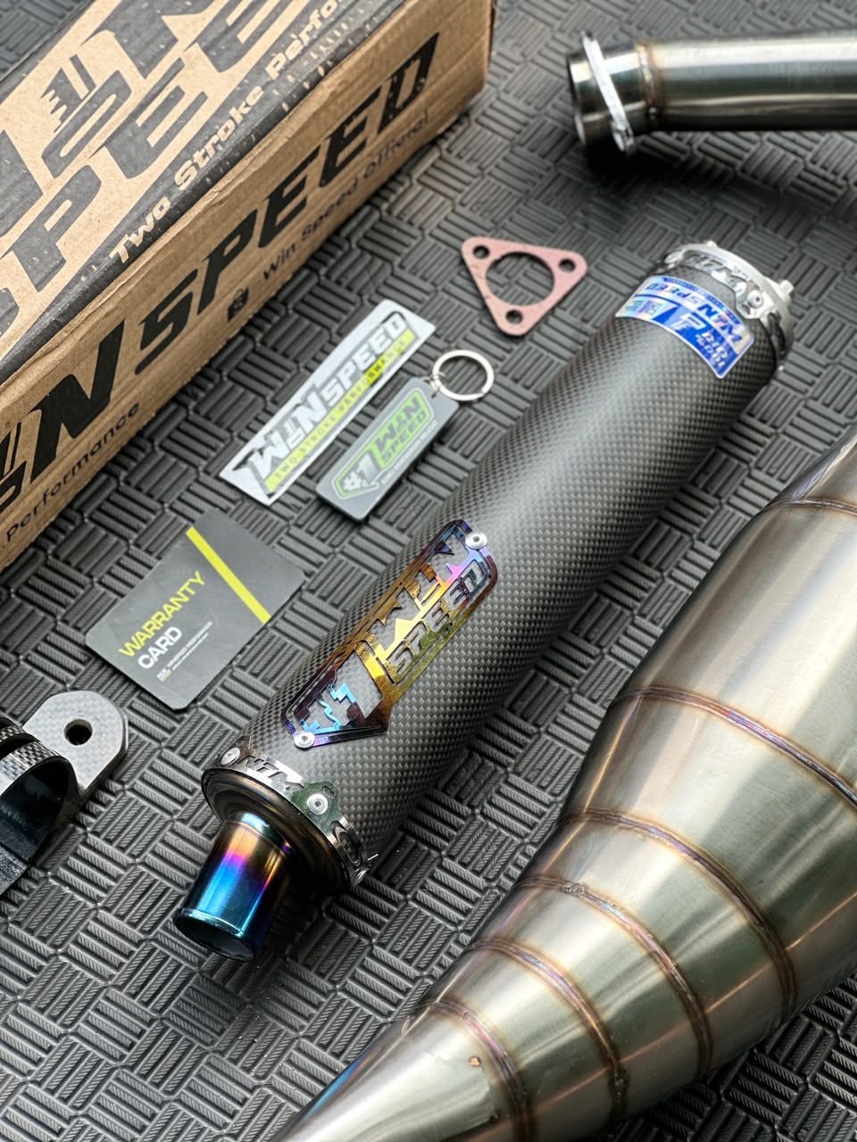 Fullsystem Silencers Carbon Plain Doff Tip Titanium , Exhaust Chamber Semi Cobra, stainless steel worm welding , KR150, KRR150, KRR150ZX, Serpico - Image 2
