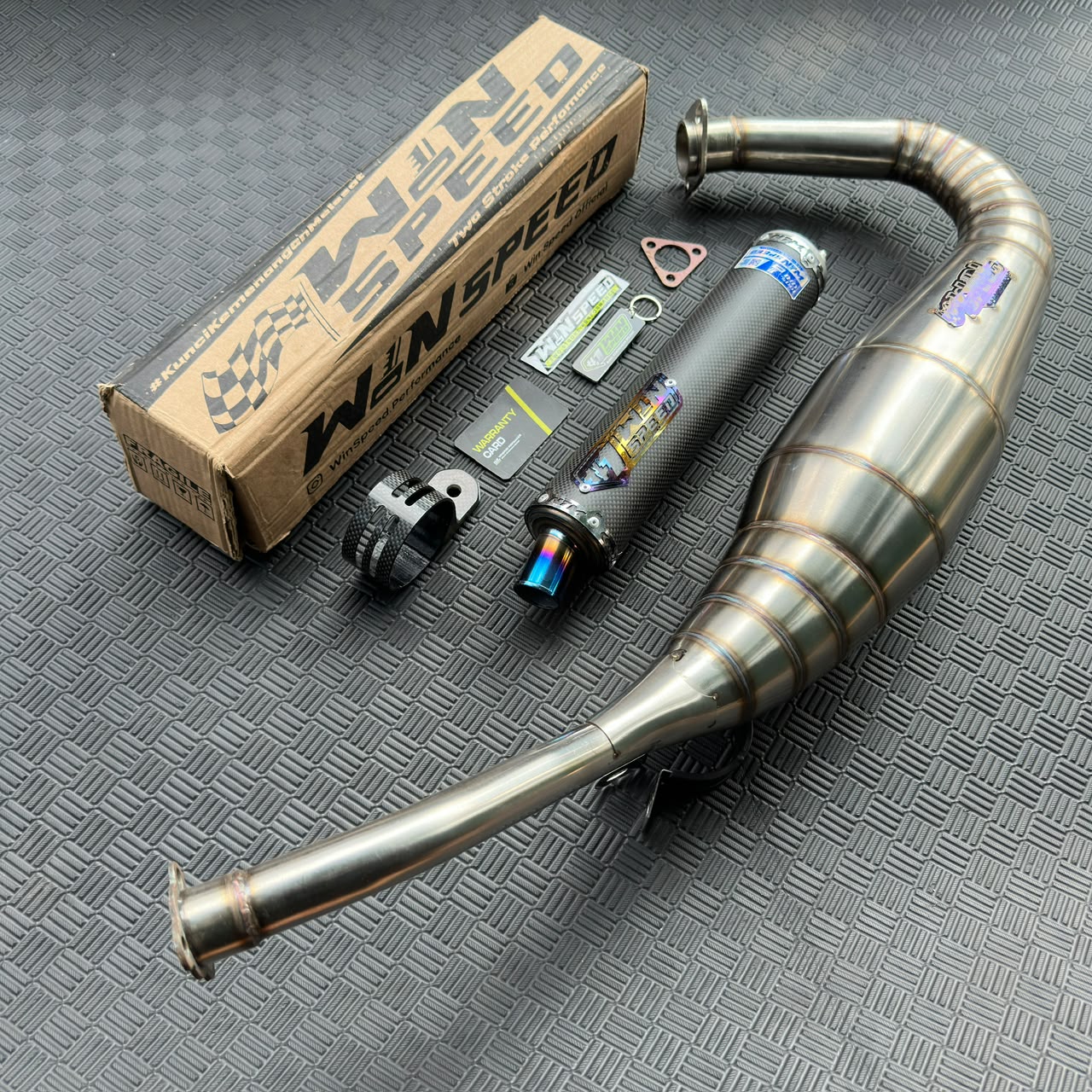 Fullsystem Silencers Carbon Plain Doff Tip Titanium , Exhaust Chamber Step Standar, stainless steel worm welding , KR150, KRR150, KRR150ZX, Serpico - Image 4