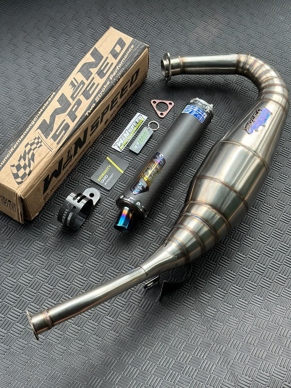 Fullsystem Silencers Carbon Plain Doff Tip Titanium , Exhaust Chamber Step Standar, stainless steel worm welding , KR150, KRR150, KRR150ZX, Serpico - Image 3
