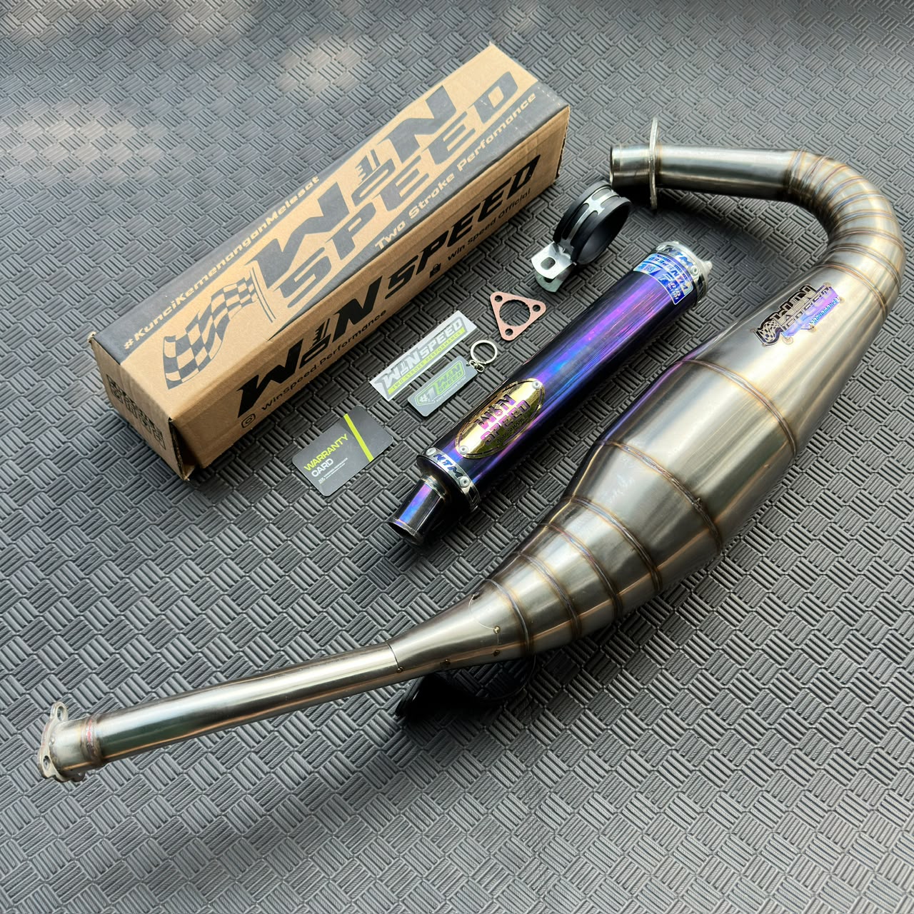Fullsystem Silencers Stainlees Purple & Blue , Exhaust Chamber Step Standar, stainless steel worm welding , KR150, KRR150, KRR150ZX, Serpico - Image 3