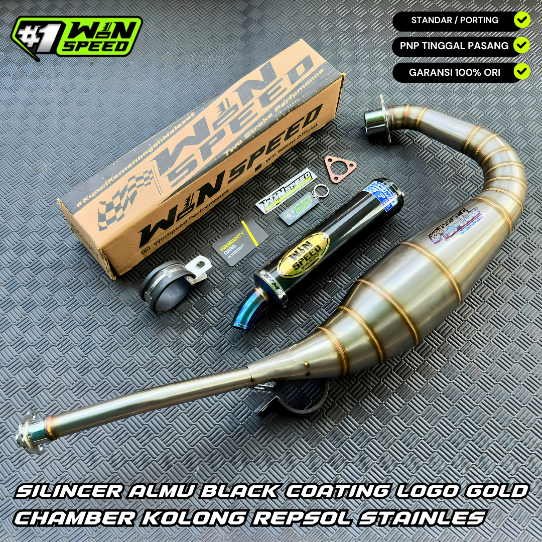 Fullsystem Silencers Stainles Half Blue Logo Blue Gold , Exhaust Chamber Stainless Cobra Underpass , Suzuki RG-R / RG-V / TXR 150