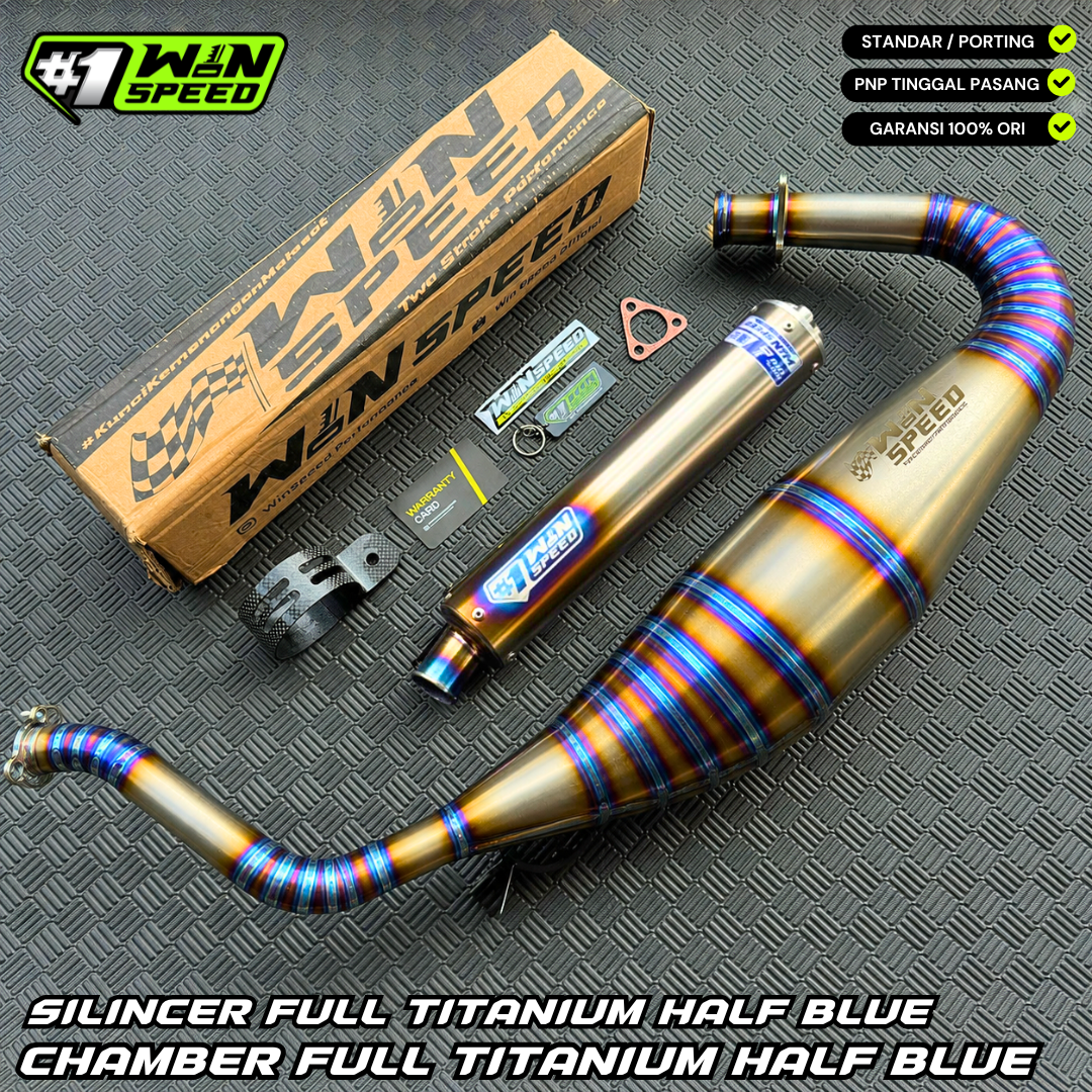 Fullsystem Silencers Full Titanium, Exhaust Chamber Standar/Cobra/Super Cobra, Full Titanium Half Blue , KR150, KRR150, KRR150ZX, Serpico