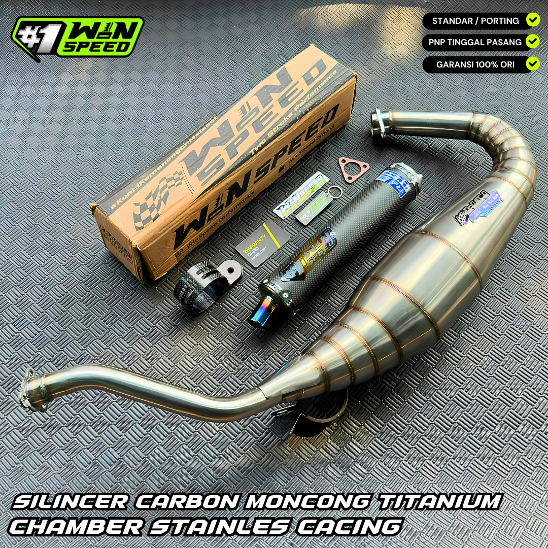 Fullsystem Silencers Carbon Plain Doff Tip Titanium , Exhaust Chamber Semi Cobra, stainless steel worm welding , KR150, KRR150, KRR150ZX, Serpico
