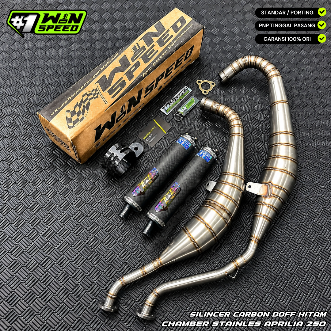 Fullsystem Silencers Carbon Plain Doff Black, Exhaust Chamber , Stainlees , Aprilia 250