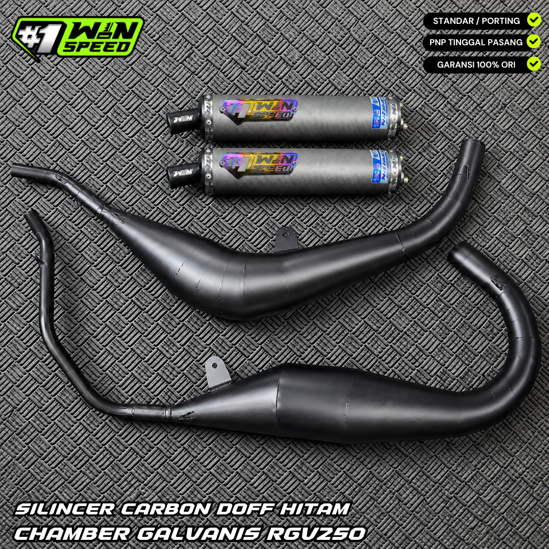Fullsystem Silencers Carbon Plain Doff Black, Exhaust Chamber , Galvanis Black , RGV 250