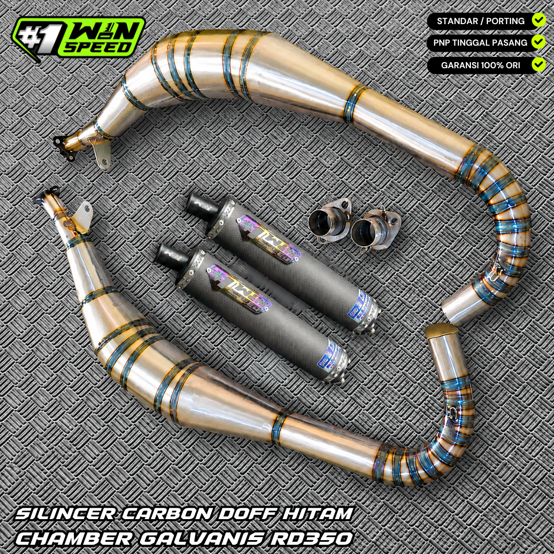 Fullsystem Silencers Carbon Plain Doff Black, Exhaust Chamber , GALVANIS , RD 350