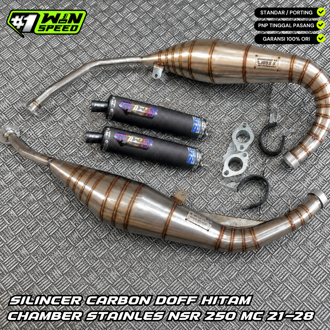 Fullsystem Silencers Carbon Plain Doff Black, Exhaust Chamber , Stainlees , NSR 250 MC21_28