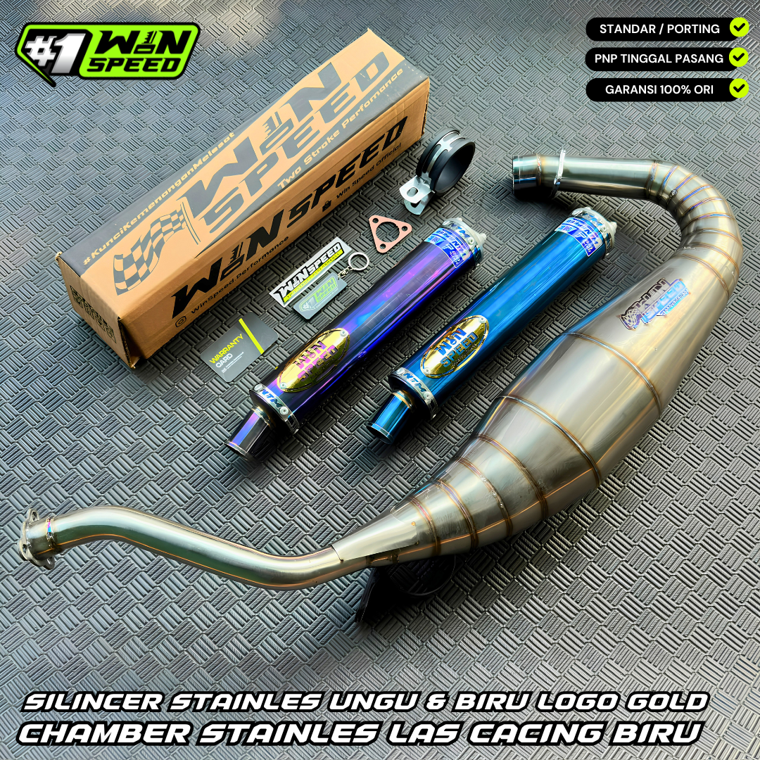Fullsystem Silencers Purple & Full Blue Series , Exhaust Chamber Semi Cobra, stainless steel worm welding , KR150, KRR150, KRR150ZX, Serpico