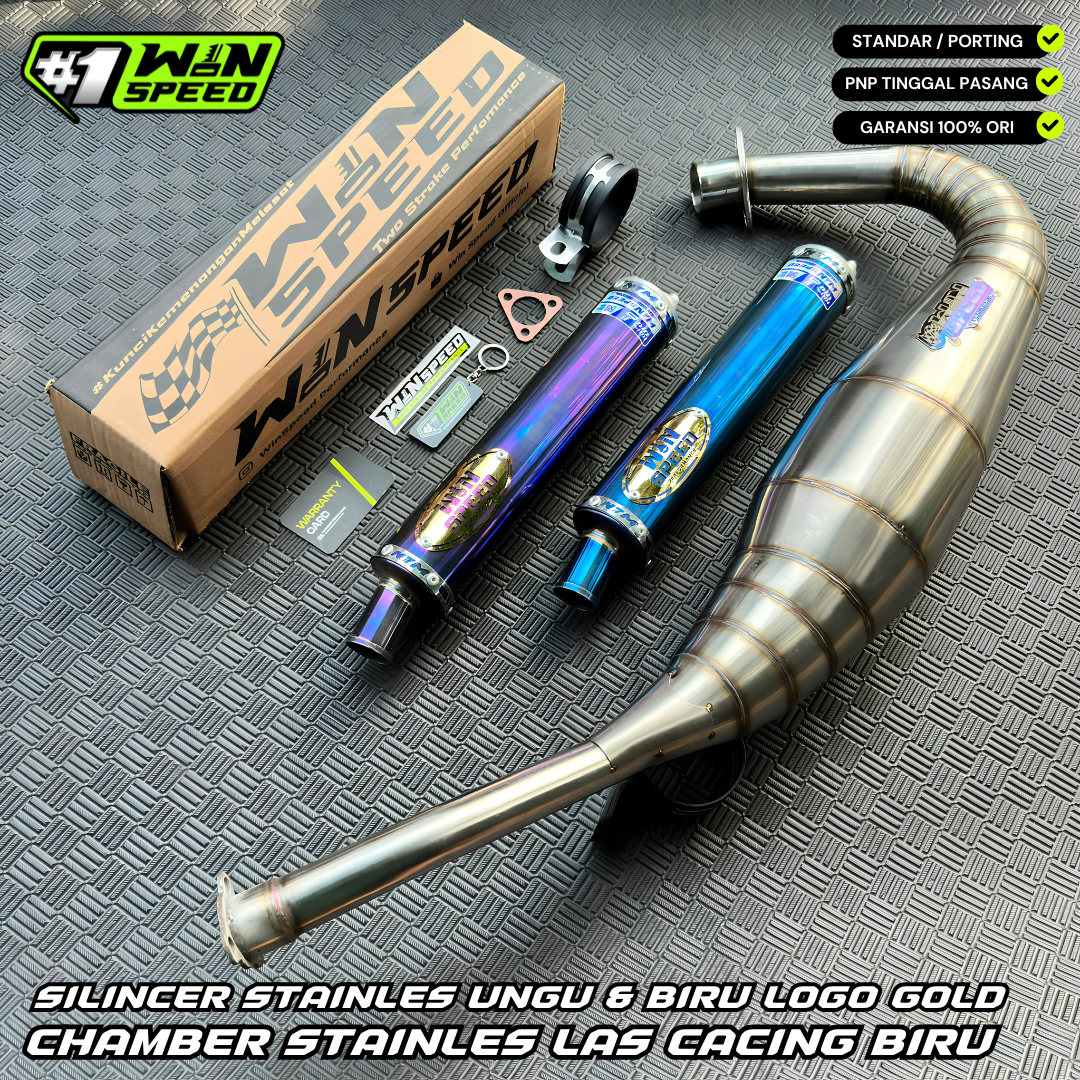 Fullsystem Silencers Stainlees Purple & Blue , Exhaust Chamber Step Standar, stainless steel worm welding , KR150, KRR150, KRR150ZX, Serpico