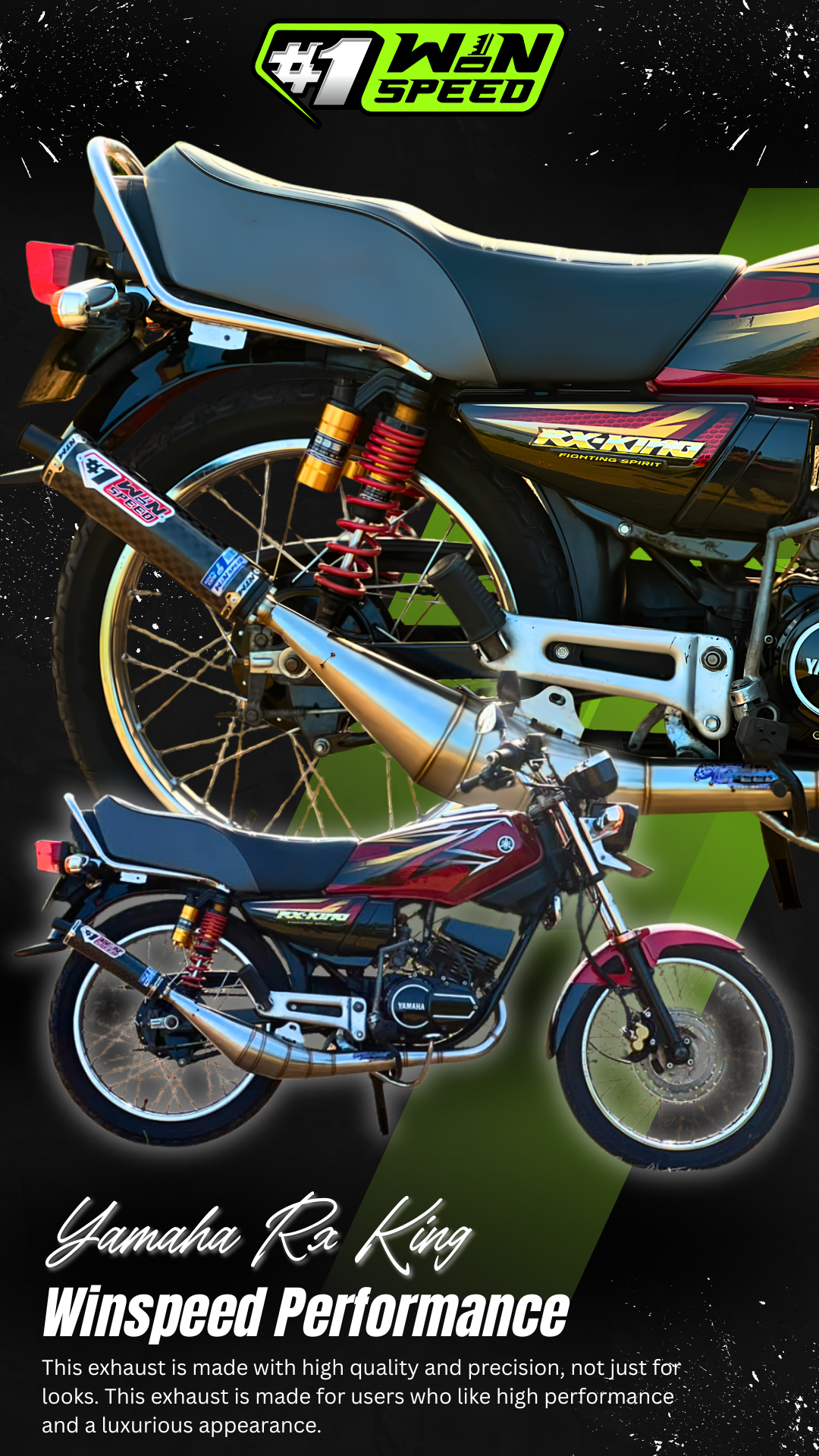Fullsystem Silencer Carbon Plain Doff & Spreadtow, Exhaust Chamber Stainless Side Body model , YAMAHA RX KING | RXS | RX SERIES - Image 10