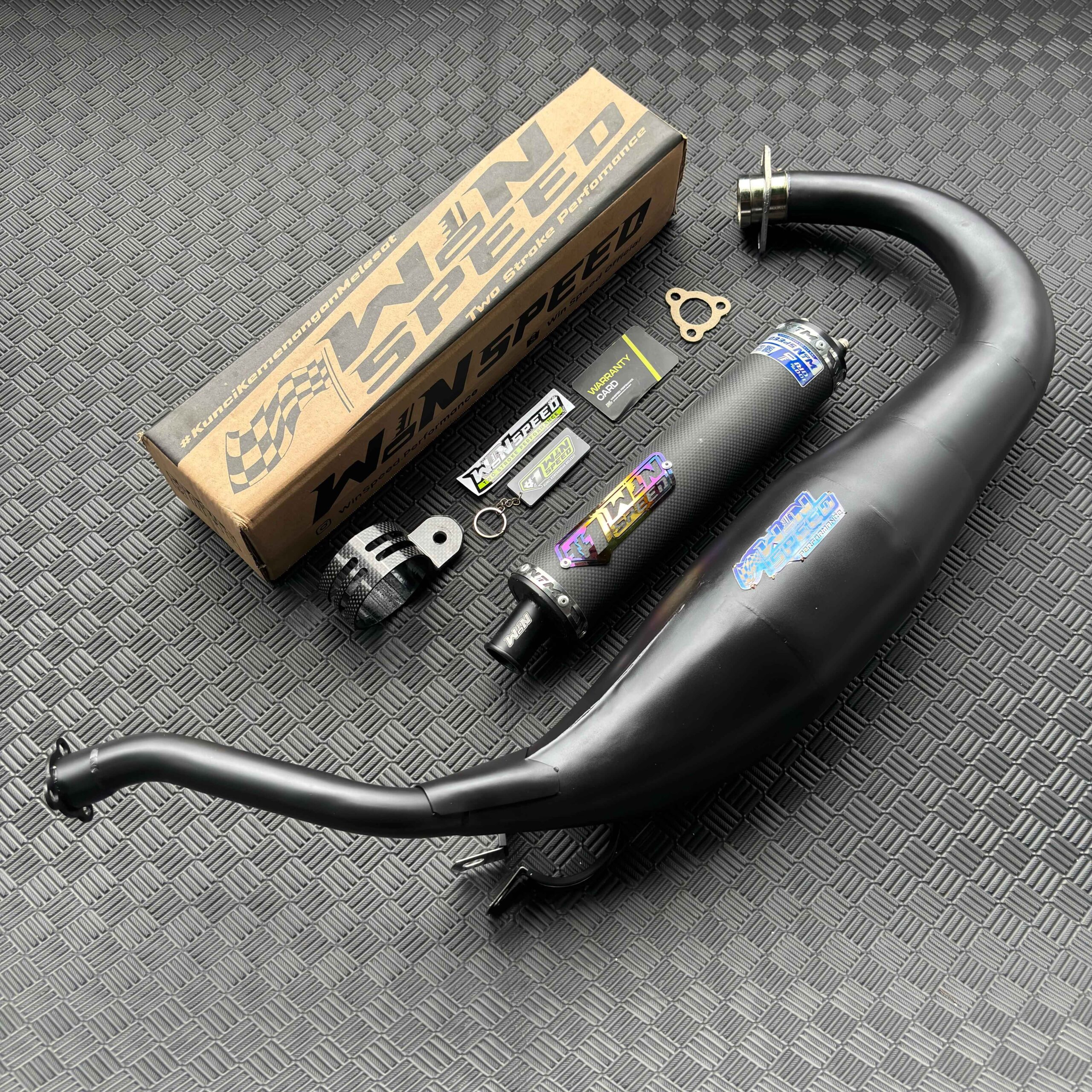 Fullsystem Silencers Carbon Plain Doff Series Muzzle Black & Stainlees , Exhaust Chamber Cobra Medium, Clearcoated Mild Steel Black Coating, KR150, KRR150, KRR150ZX, Serpico - Image 3