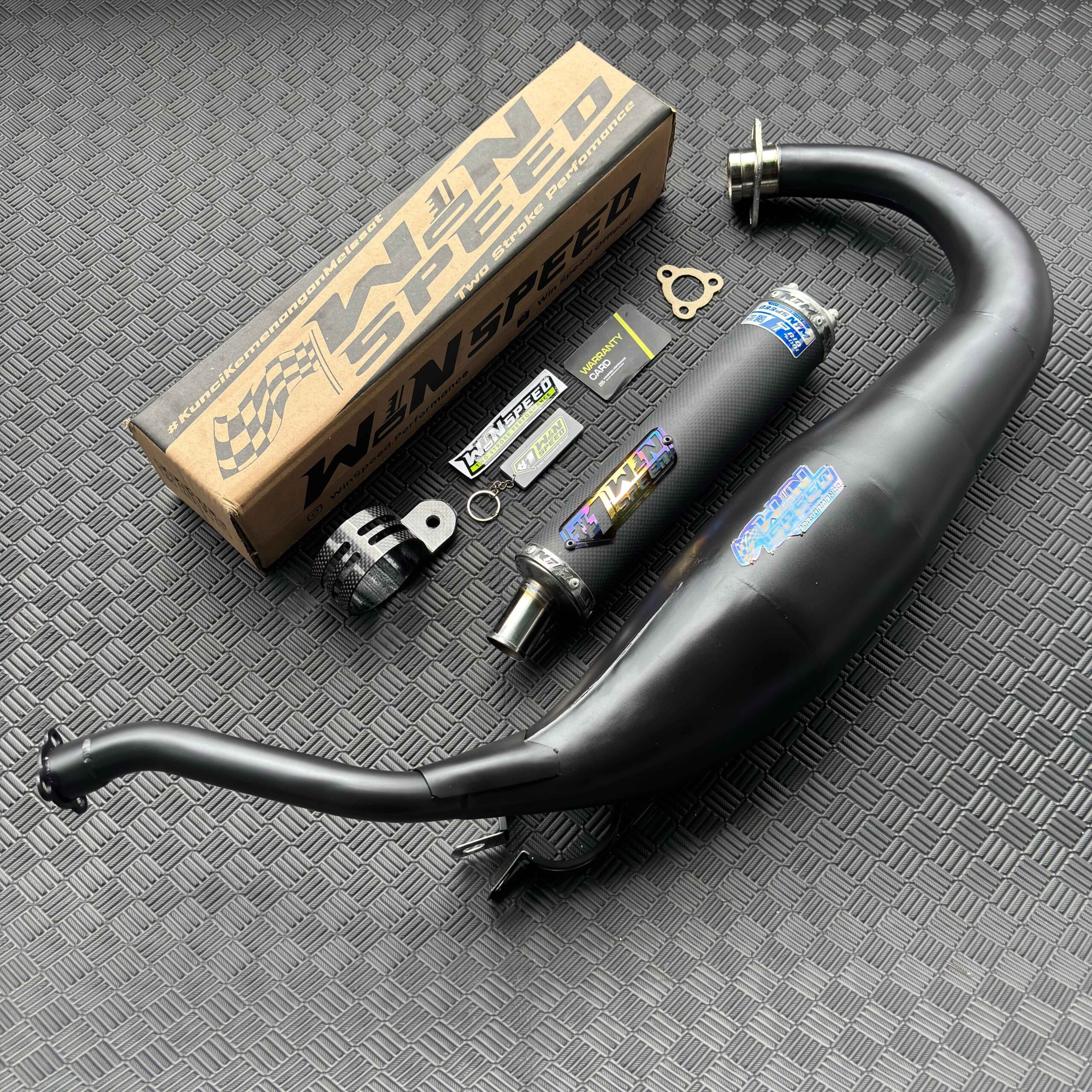 Fullsystem Silencers Carbon Plain Doff Series Muzzle Black & Stainlees , Exhaust Chamber Cobra Medium, Clearcoated Mild Steel Black Coating, KR150, KRR150, KRR150ZX, Serpico - Image 2