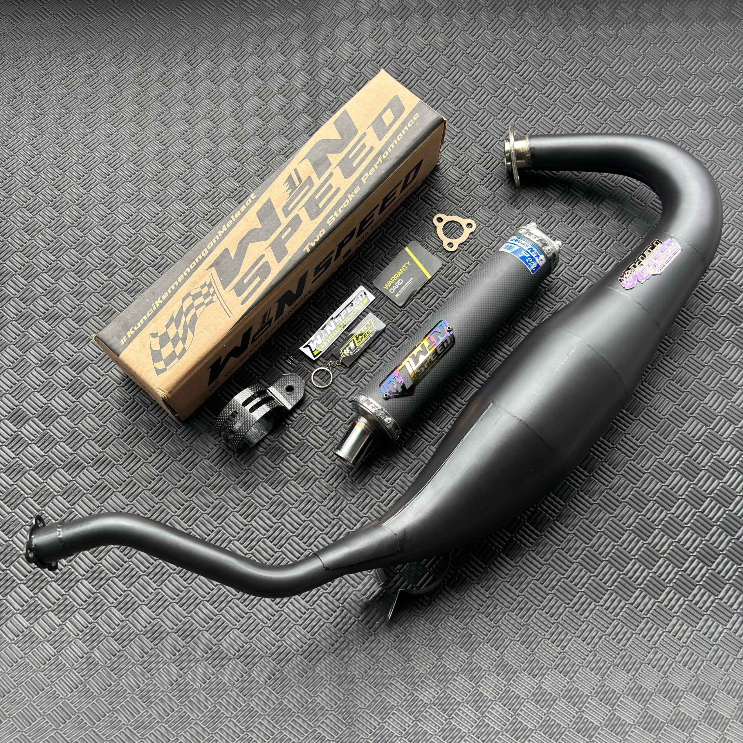 Fullsystem Silencers Carbon Plain Doff Series Muzzle Black & Stainlees , Exhaust Chamber Cobra Medium, Clearcoated Mild Steel Black Coating, KR150, KRR150, KRR150ZX, Serpico - Image 5
