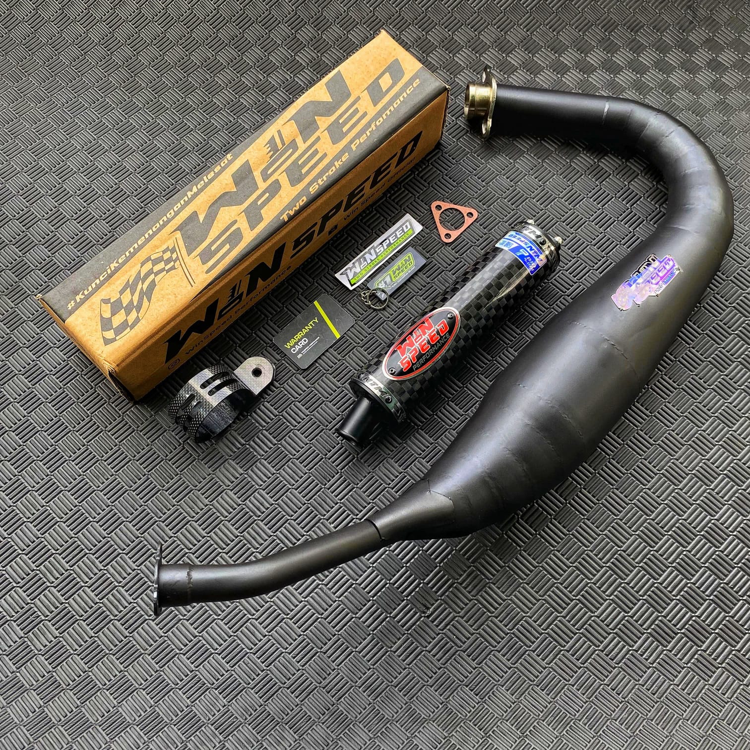Fullsystem Silencer Carbon Plain Doff & Spreadtow, Exhaust Chamber Galvanized Black PDK undercarriage model , YAMAHA RX KING | RXS | RX SERIES - Image 5