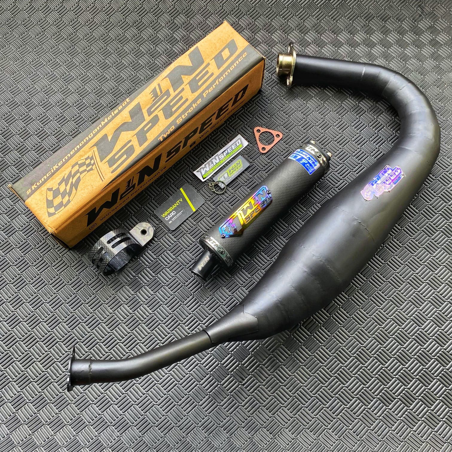 Fullsystem Silencer Carbon Plain Doff & Spreadtow, Exhaust Chamber Galvanized Black PDK undercarriage model , YAMAHA RX KING | RXS | RX SERIES - Image 4