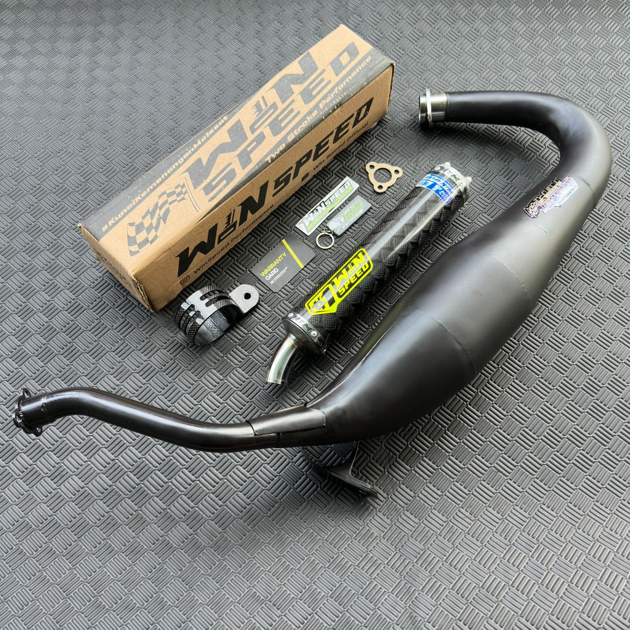 Fullsystem Silencers Carbon Jaguar & Lightning , Exhaust Chamber Cobra Medium, Clearcoated Mild Steel Black Coating , KR150, KRR150, KRR150ZX, Serpico - Image 3