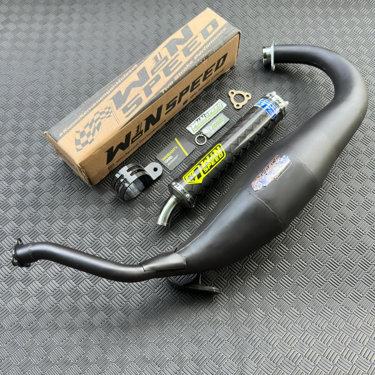 Fullsystem Silencers Carbon Jaguar & Lightning , Exhaust Chamber Cobra Medium, Clearcoated Mild Steel Black Coating , KR150, KRR150, KRR150ZX, Serpico - Image 6