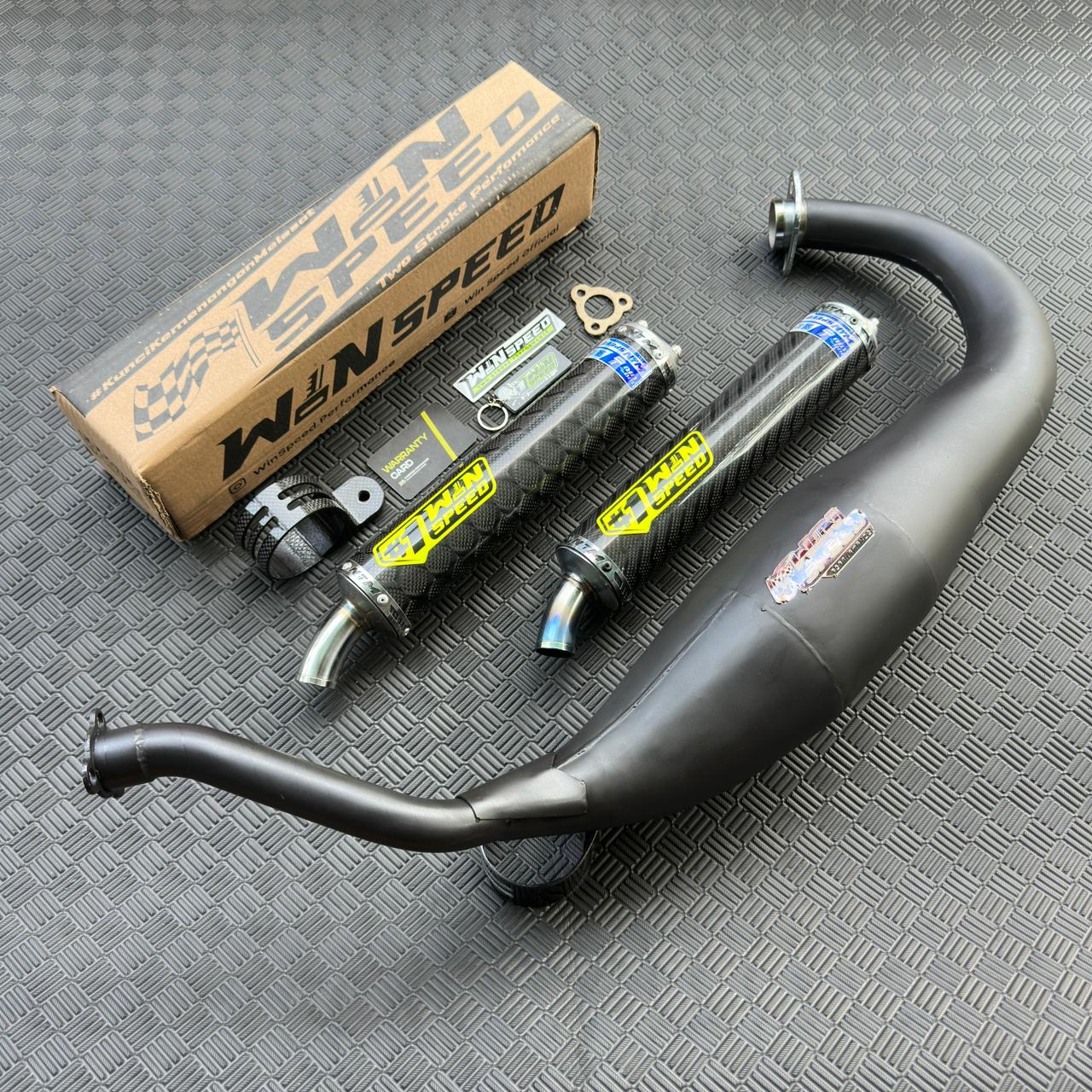 Fullsystem Silencers Carbon Jaguar & Lightning , Exhaust Chamber Cobra Medium, Clearcoated Mild Steel Black Coating , KR150, KRR150, KRR150ZX, Serpico - Image 5