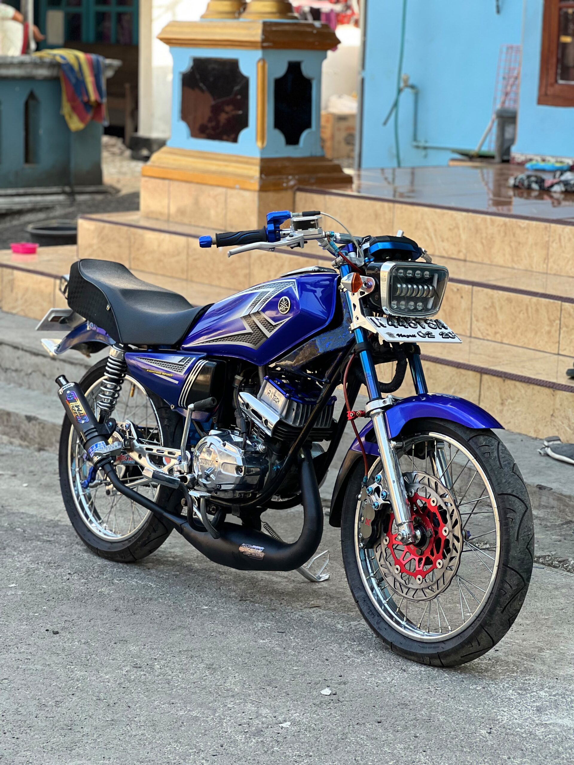 Fullsystem Silencer Carbon Plain Doff & Spreadtow, Exhaust Chamber Galvanized Black PDK undercarriage model , YAMAHA RX KING | RXS | RX SERIES - Image 8