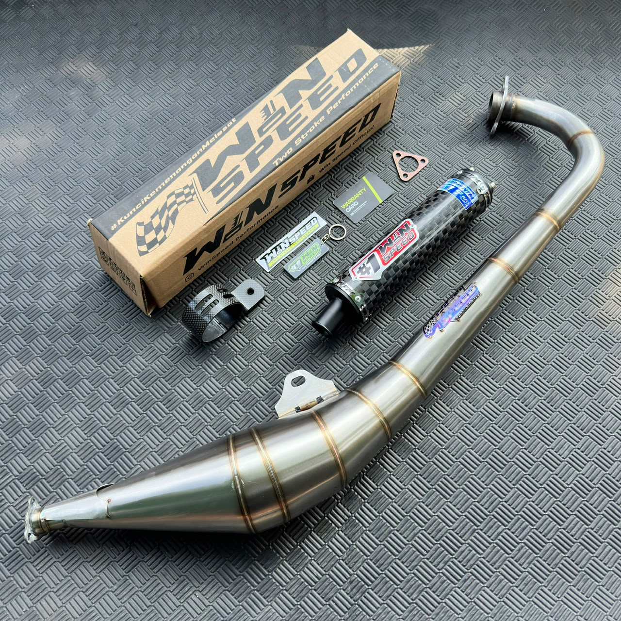 Fullsystem Silencer Carbon Plain Doff & Spreadtow, Exhaust Chamber Stainless Side Body model , YAMAHA RX KING | RXS | RX SERIES - Image 2