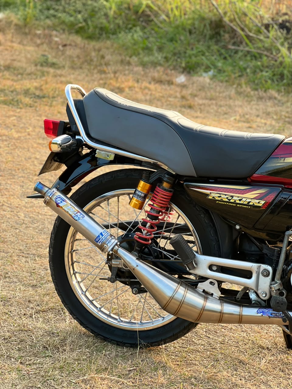Fullsystem Silencer Aluminium Black Coating Logo Gold & Stainles Half Blue, Exhaust Chamber Stainless Side Body model , YAMAHA RX KING | RXS | RXT - Image 8