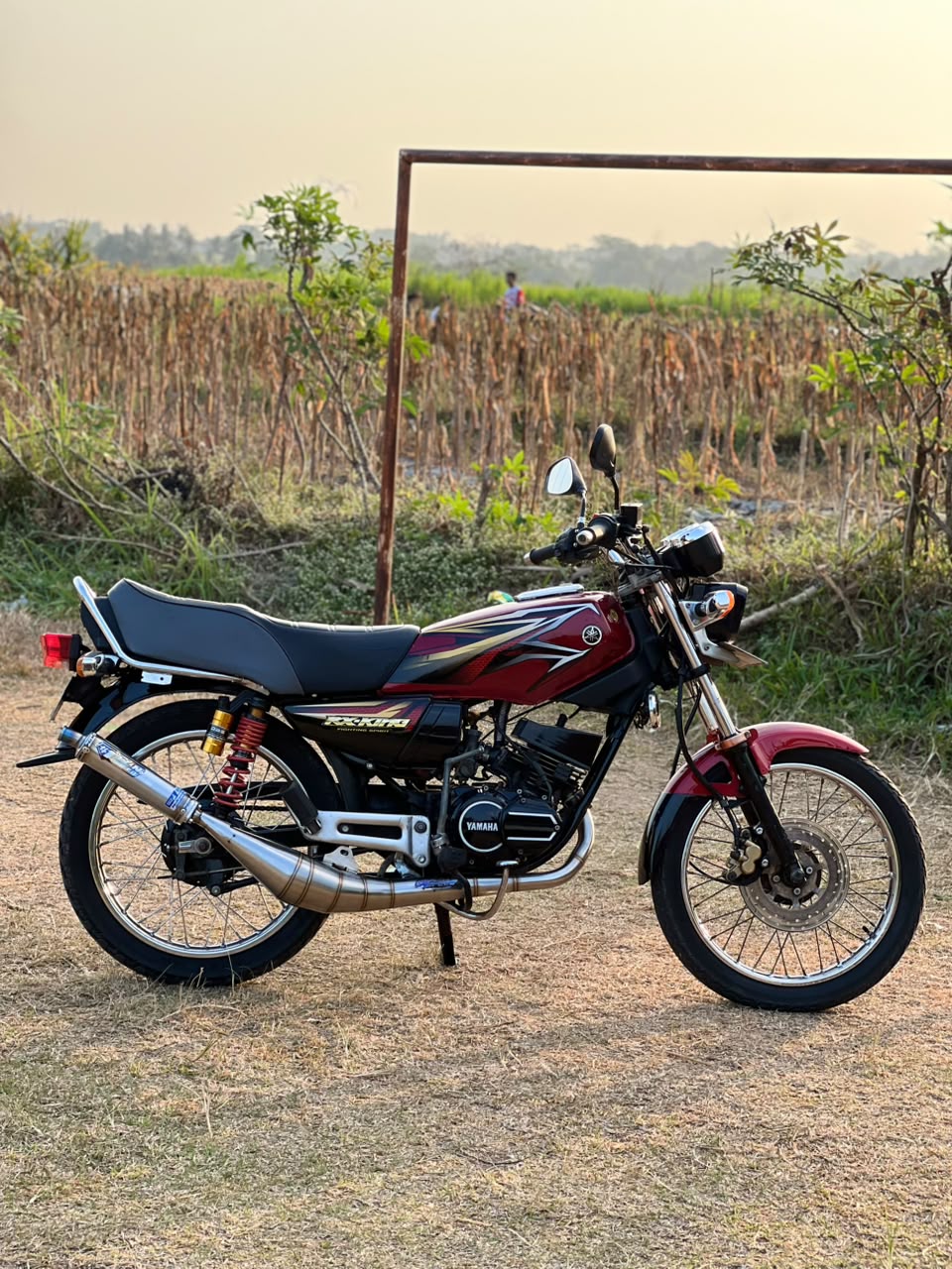 Fullsystem Silencer Aluminium Black Coating Logo Gold & Stainles Half Blue, Exhaust Chamber Stainless Side Body model , YAMAHA RX KING | RXS | RXT - Image 7