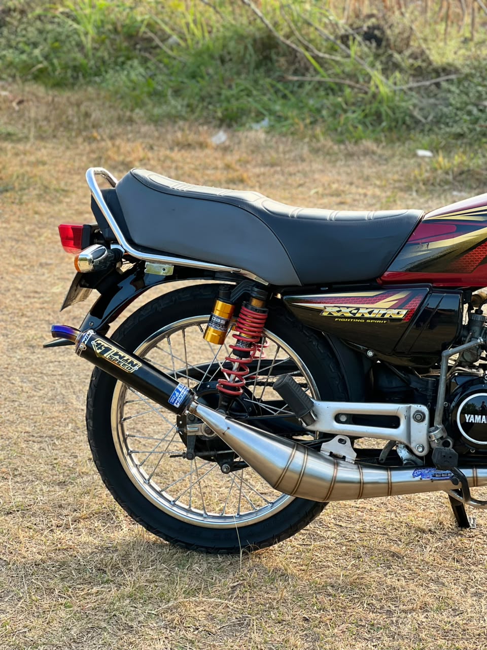 Fullsystem Silencer Aluminium Black Coating Logo Gold & Stainles Half Blue, Exhaust Chamber Stainless Side Body model , YAMAHA RX KING | RXS | RXT - Image 6