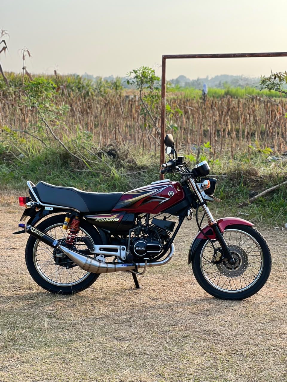 Fullsystem Silencer Aluminium Black Coating Logo Gold & Stainles Half Blue, Exhaust Chamber Stainless Side Body model , YAMAHA RX KING | RXS | RXT - Image 5