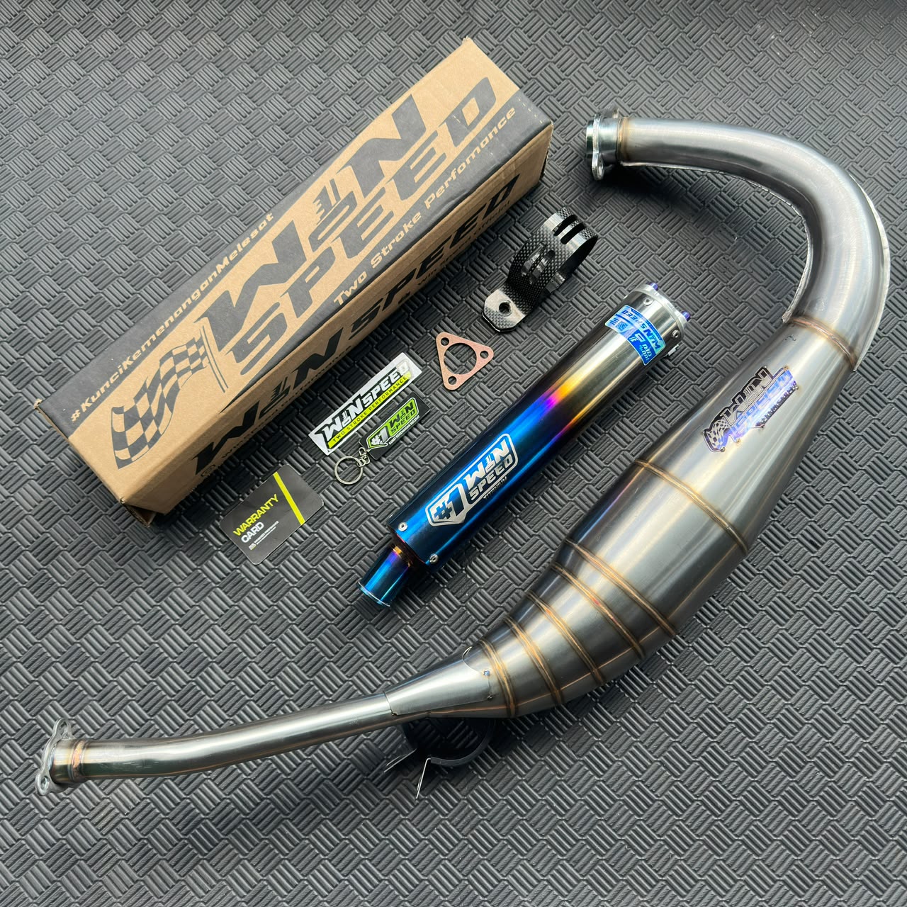 Fullsystem Silencer Full Titanium Half Blue & Full Blue, Exhaust Chamber Stainless PDK undercarriage model , YAMAHA RX KING | RXS | RX SERIES - Image 3