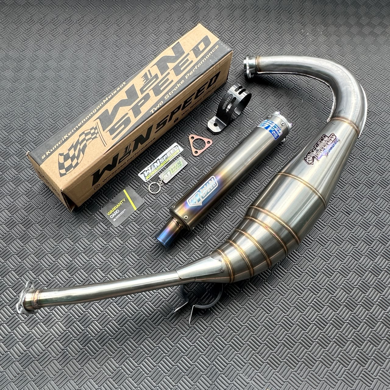 Fullsystem Silencer Full Titanium Half Blue & Full Blue, Exhaust Chamber Stainless PDK undercarriage model , YAMAHA RX KING | RXS | RX SERIES - Image 2