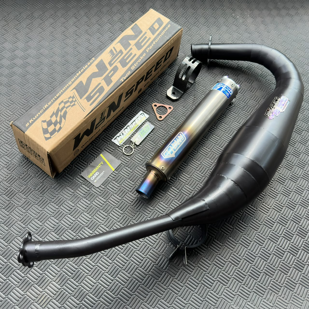 Fullsystem Silencer Full Titanium Half Blue & Full Blue, Exhaust Chamber Galvanized PDK Black undercarriage model , YAMAHA RX KING | RXS | RX SERIES - Image 2
