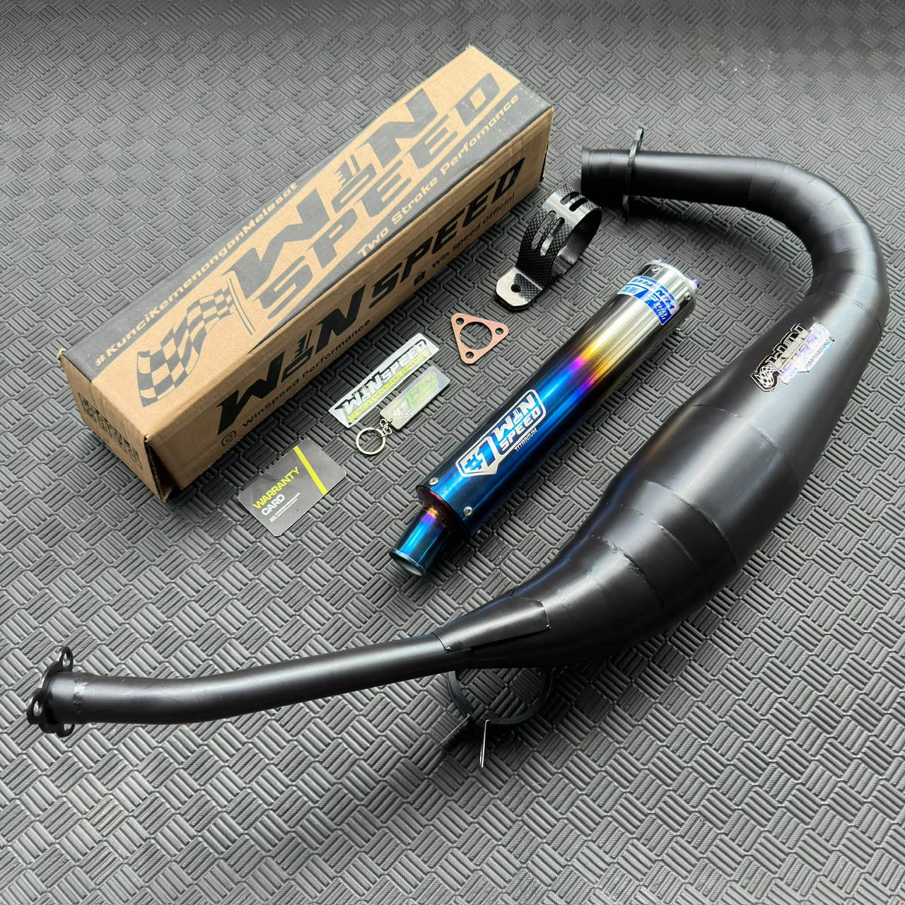 Fullsystem Silencer Full Titanium Half Blue & Full Blue, Exhaust Chamber Galvanized PDK Black undercarriage model , YAMAHA RX KING | RXS | RX SERIES - Image 3