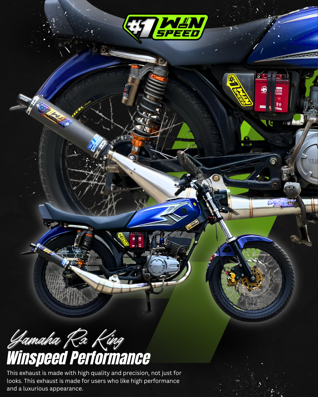 Fullsystem Silencer Carbon Plain Doff & Spreadtow, Exhaust Chamber Stainless Side Body model , YAMAHA RX KING | RXS | RX SERIES - Image 5