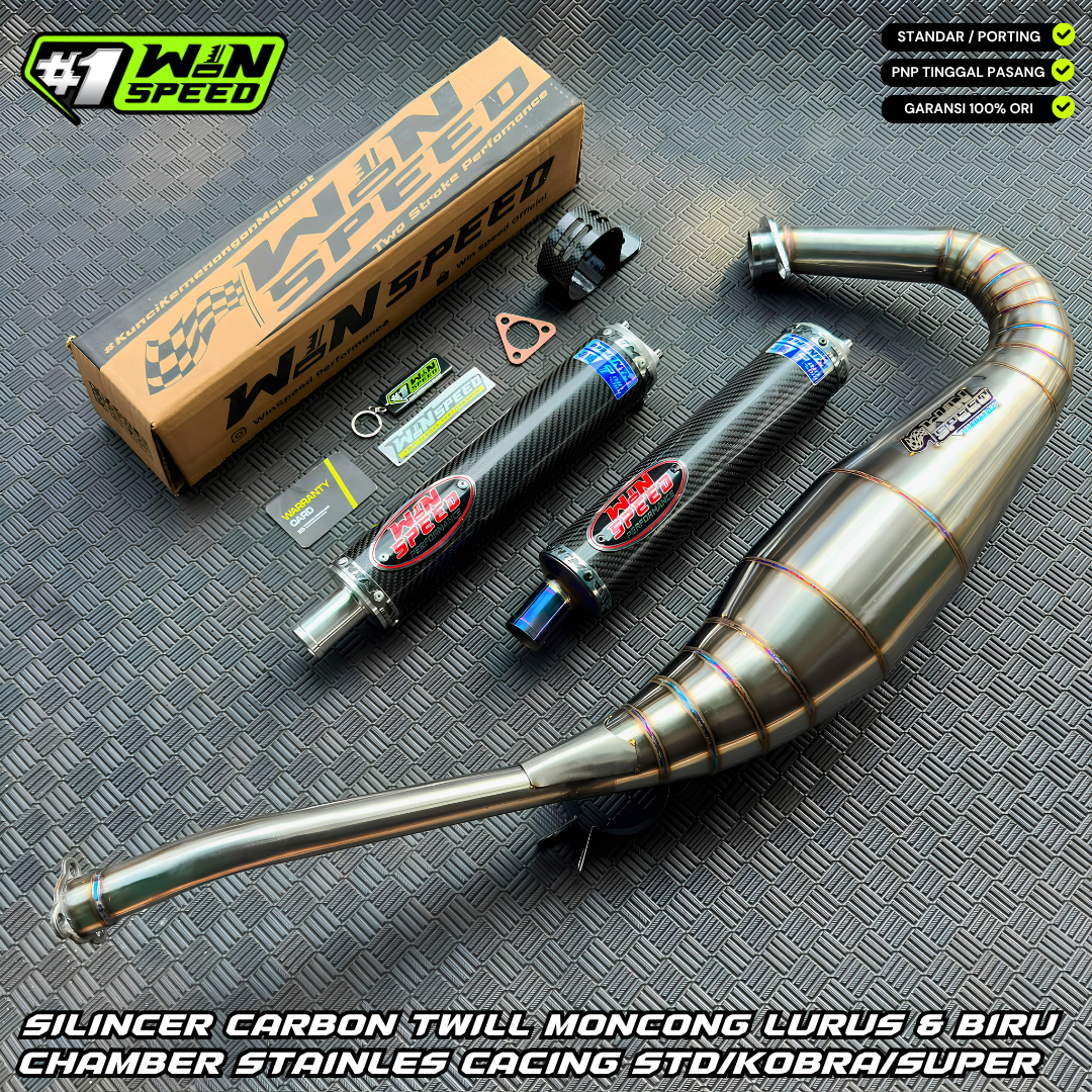 Fullsystem Silencers Carbon Twill , Exhaust Chamber Step Standar, stainless steel worm welding , KR150, KRR150, KRR150ZX, Serpico