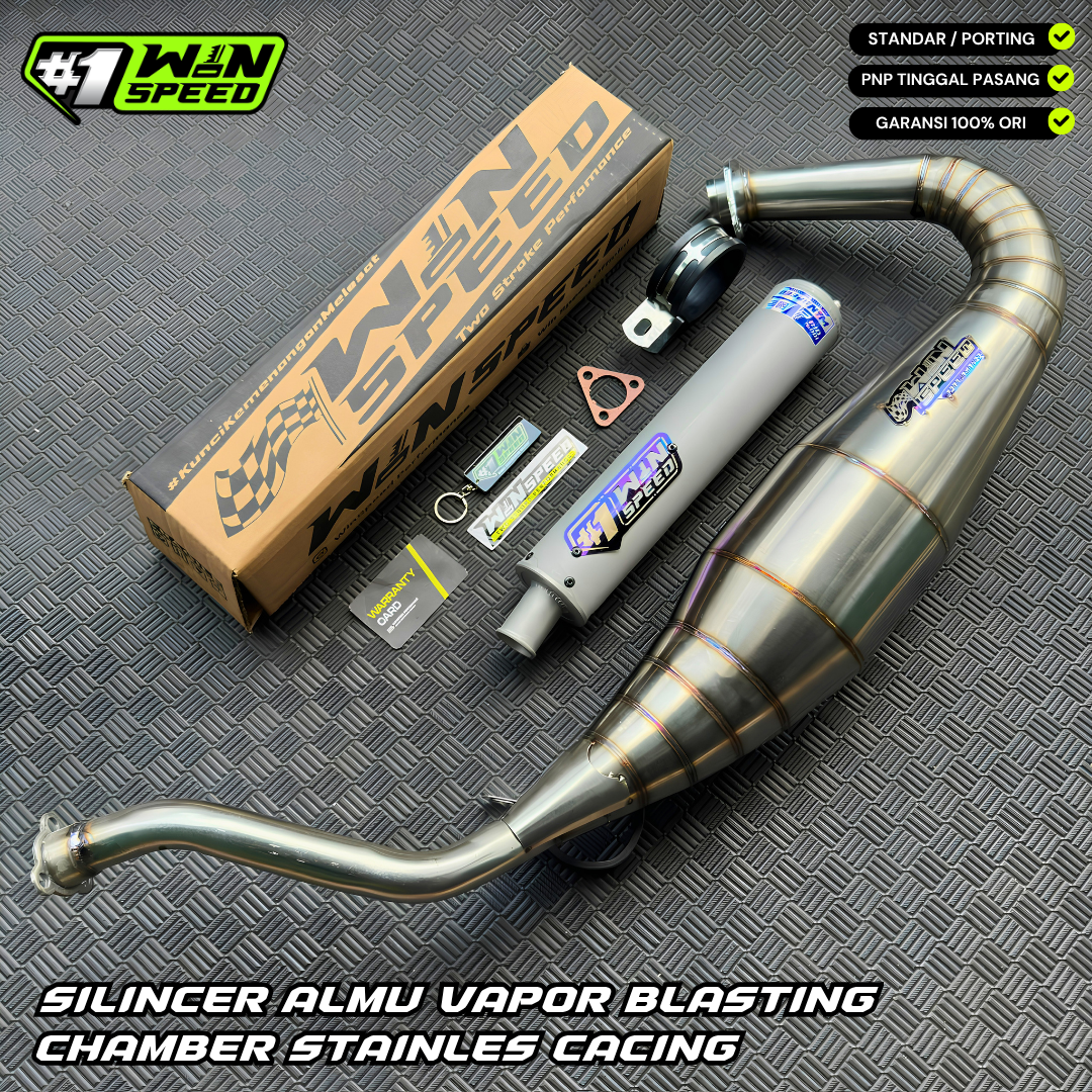 Fullsystem Silencers Aluminium Vapor Blasting, Exhaust Chamber Semi Cobra, stainless steel worm welding , KR150, KRR150, KRR150ZX, Serpico