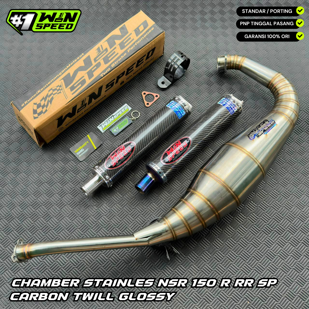Fullsystem Silencers Carbon Twill Glossy, Exhaust Chamber , Stainlees , NSR 150 R/RR/SP