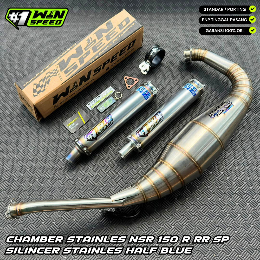 Fullsystem Silencers Stainles Half Blue Series, Exhaust Chamber , Stainlees , NSR 150 R/RR/SP